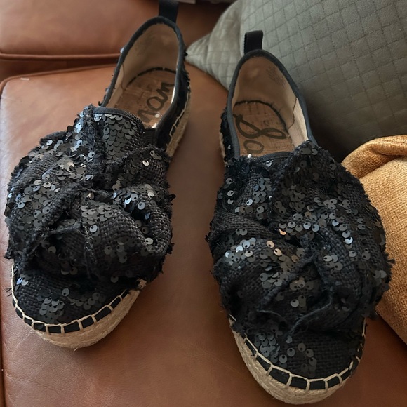 Sam Edelman Black Sequin Espadrille Flats - Picture 5 of 11